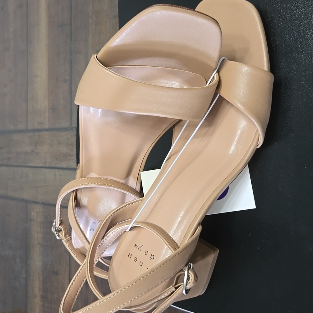 A New Day Tan Sandals Minimalist Slip-On Design NWOB - Picture 2 of 4